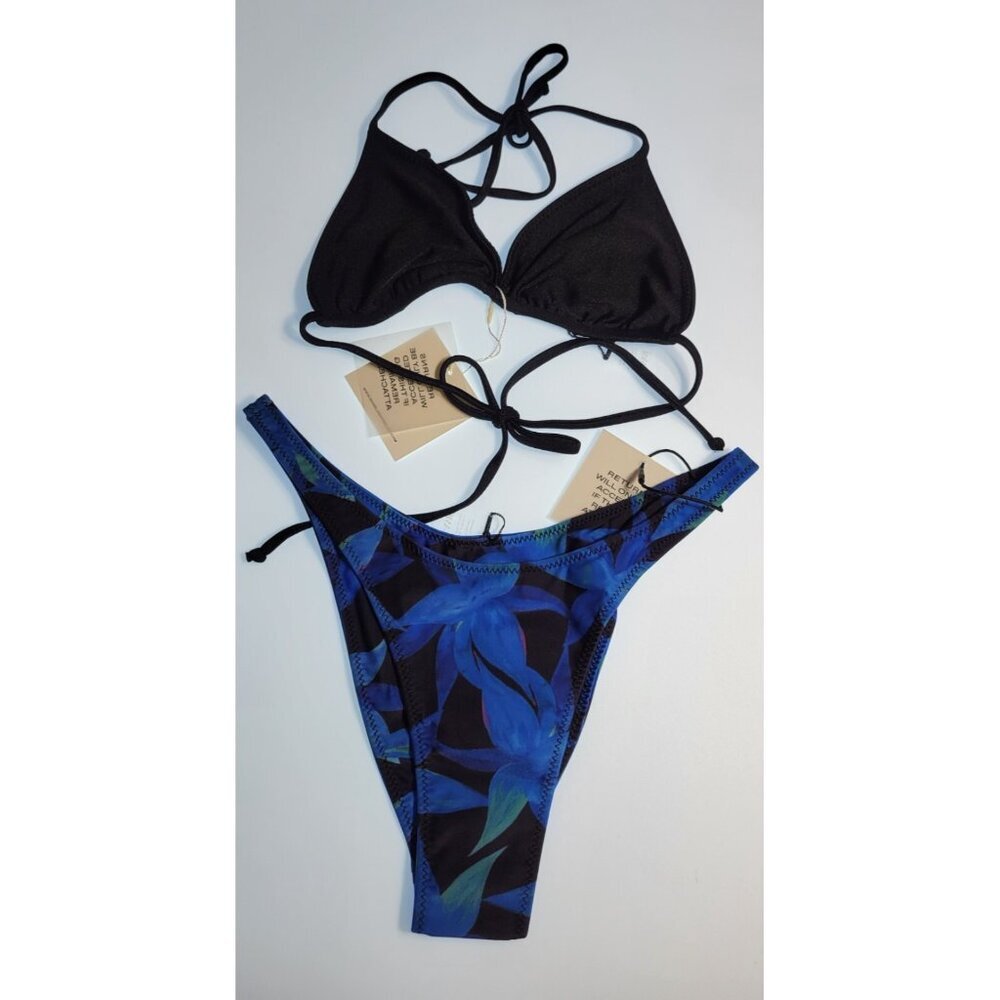 SAME Los Angeles Swim Bikini Set 2Pc Triangke Top High Weist Bottom Floral L